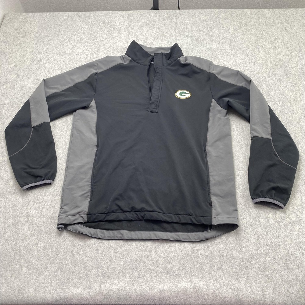 Green Bay Packers Jacket Mens NO TAG (L-XL) (MEASUREMENTS) Black NFL Quarter Zip